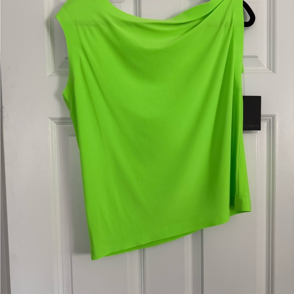 NWT! Norma Kamali Neon Green Drop Shoulder Top